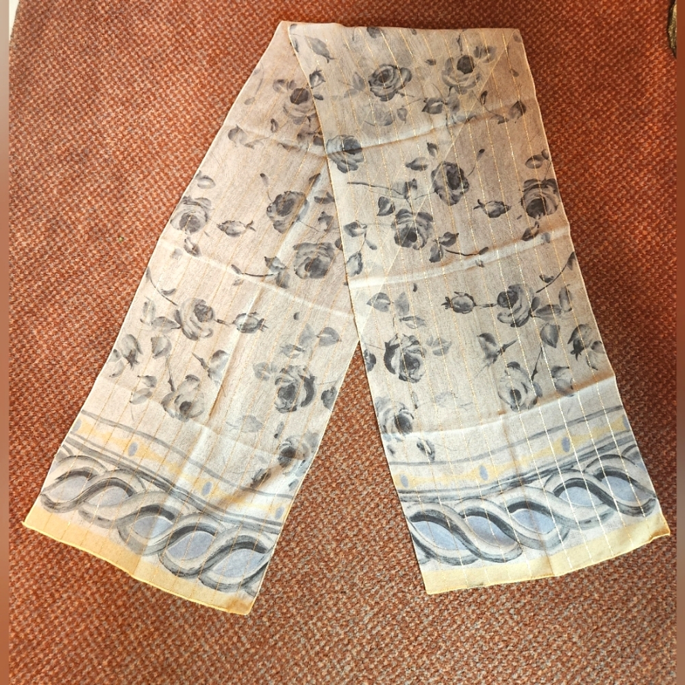 Bloomingdale's Floral Patterned Oblong Silk Scarf